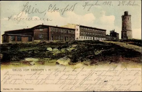 Ak Brocken Nationalpark Harz, Brockenturm, Brockenhaus