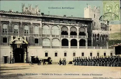 Ak Monaco, Palais du Prince, Carabiniers, Garde d'honneurs