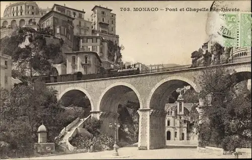 Ak Monaco, Pont et Chapelle Sainte Devote