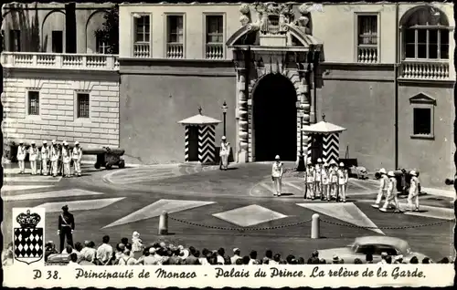 Ak Monaco, Palais du Prince, La releve de la Garde