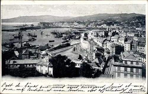 Ak Genova Genua Ligurien, Panorama der Stadt, Hafen