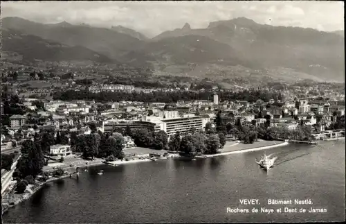 Ak Vevey Kanton Waadt, Batiment Nestle, Rochers de Naye et Dent de Jaman