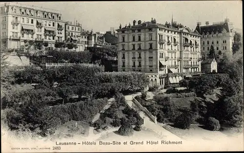 Ak Lausanne Kt. Waadt Schweiz, Hotels Beau Site et Grand Hotel Richmont