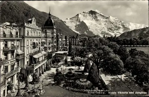 Ak Interlaken Kanton Bern Schweiz, Hotels Viktoria und Jungfrau