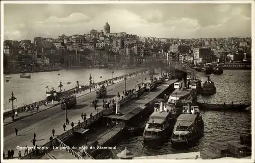 Ak Konstantinopel Istanbul Türkei, Le pont du côte de Stamboul