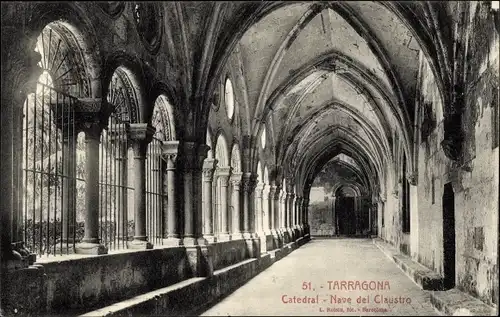 Ak Tarragona Katalonien Spanien, Catedral Nave del Claustro