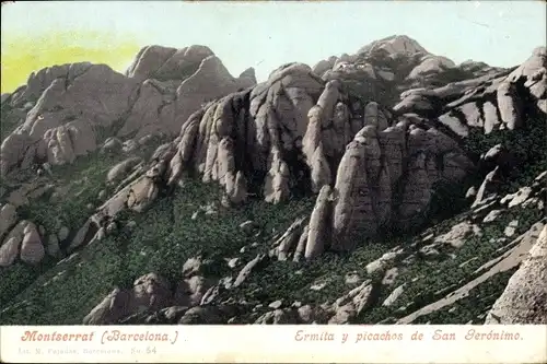 Ak Montserrat Katalonien, Ermita y picachos de San Gerónimo