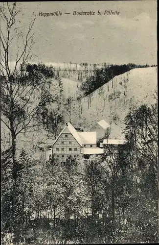 Ak Dresden Hosterwitz, Keppmühle im Keppgrund, Panorama, Winter