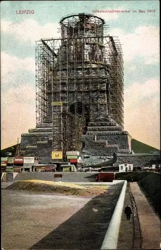 Ak Leipzig, Völkerschlachtdenkmal, im Bau 1912