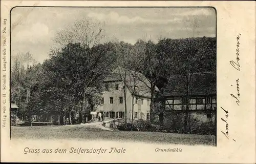 Ak Liegau Augustusbad Radeberg Sachsen, Grundmühle Wachau im Seifersdorfer Tal
