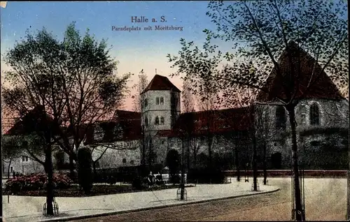 Ak Halle an der Saale, Paradeplatz, Moritzburg, Außenansicht