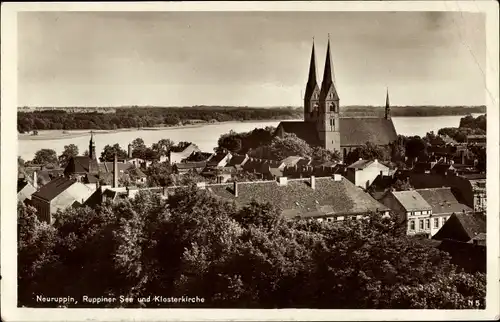 Ak Neuruppin in Brandenburg, Ruppiner See und Klosterkirche