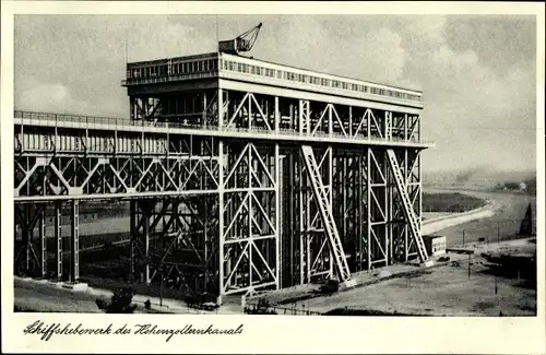 Ak Niederfinow, Blick auf das Schiffshebewerk des Hohenzollernkanals