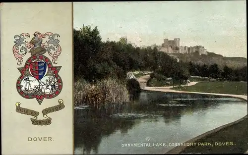 Ak Dover Kent England, Ornamental Lake, Connaught Park, Wappen Dover