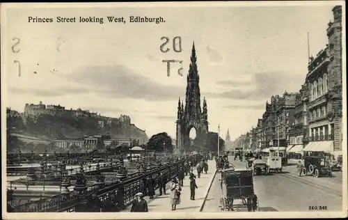 Ak Edinburgh Schottland, Princes Street looking West