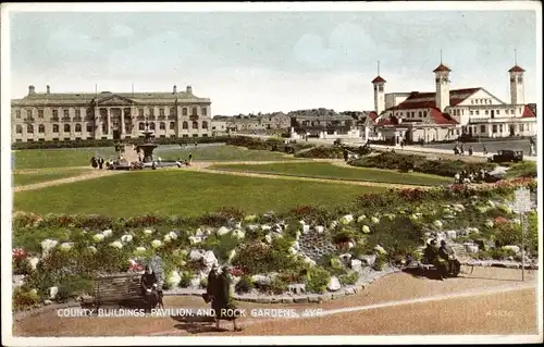 Ak Ayr Schottland, County Buildings, Pavilion and Rock Gardens