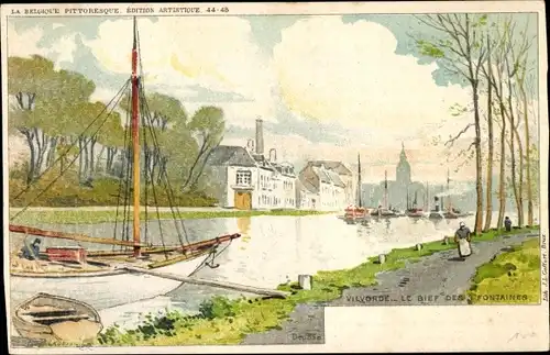 Künstler Ak Ranot, F., Vilvorde Flämisch Brabant, Le Bief des 3 Fontaines