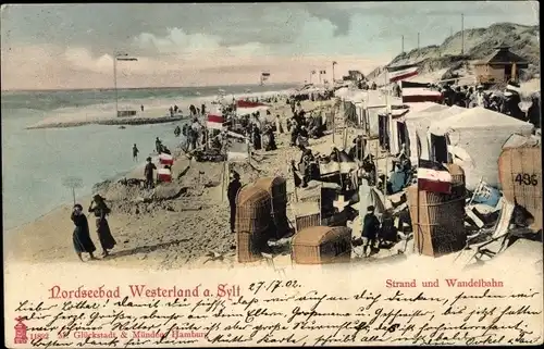 Ak Westerland auf Sylt, Strand mit Strandkörben, Wandelbahn