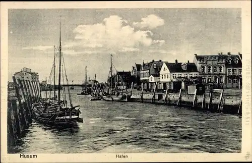 Ak Husum in Nordfriesland, Hafen, Segelboote