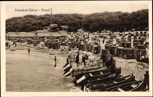 Ak Ostseebad Göhren auf Rügen, Strand, Ruderboote, Strandkörbe