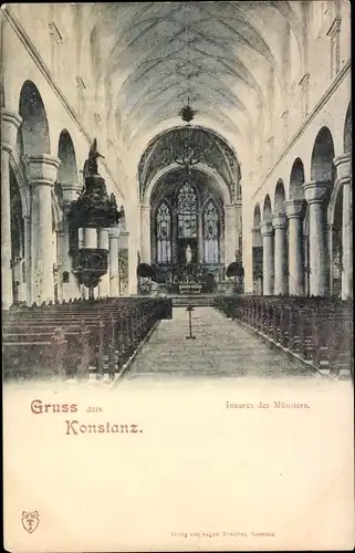 Ak Konstanz am Bodensee, Münster, Innenansicht, Altar, Kanzel