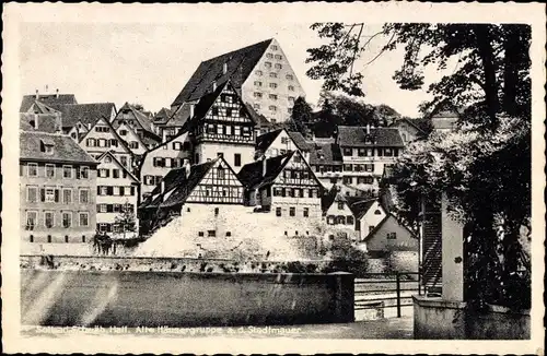 Ak Schwäbisch Hall, Alte Häusergruppe an der Stadtmauer