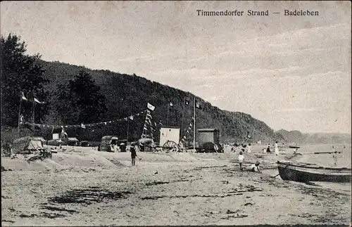 Ak Ostseebad Timmendorfer Strand, Badeleben, Strandkörbe, Fahnen, Boot