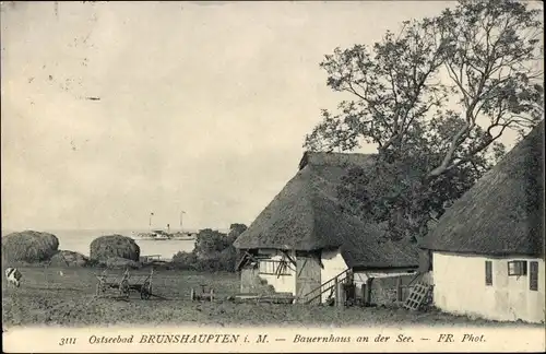 Ak Ostseebad Brunshaupten Kühlungsborn, Bauernhaus an der See, Dampfer