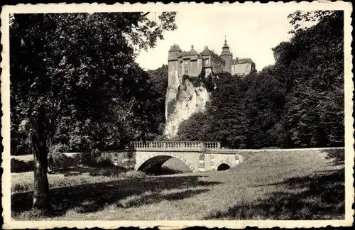 Ak Modave Lüttich Wallonien, Chateau et Pont vus du Parc
