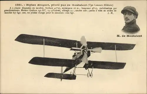 Ak Biplan Bréguet, piloté par Montalent, Type Concours Militaire