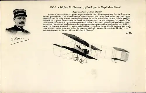 Ak Aviation, Biplan M. Farman, piloté par le Capitaine Casse, aeroplane type militaire