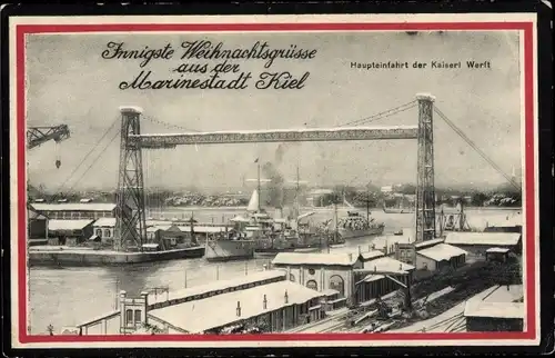 Ak Kiel, Haupteinfahrt der Kaiserlichen Werft