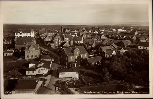 Ak Nordseebad Langeoog Ostfriesland, Stadt vom Wasserturm aus gesehen