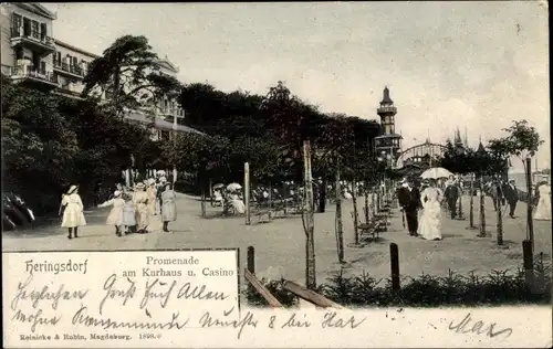 Ak Ostseebad Heringsdorf auf Usedom, Promenade am Kurhaus und Casino