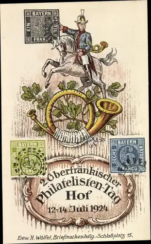 Briefmarken Ak Hof an der Saale Oberfranken Bayern, 2. Oberfränkischer Philatelisten Tag, Juni 1924