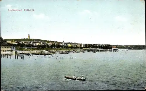 Ak Ostseebad Ahlbeck Heringsdorf auf Usedom, Strand vom Meer gesehen