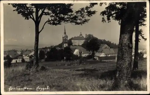 Foto Ak Frauenstein im Erzgebirge, Ortsansicht, Kirche
