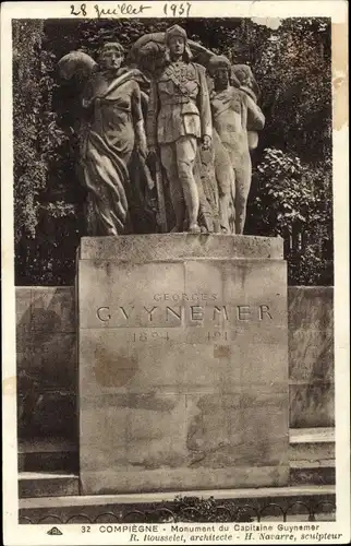 Ak Compiègne Oise, Monument du Capitaine Guynemer