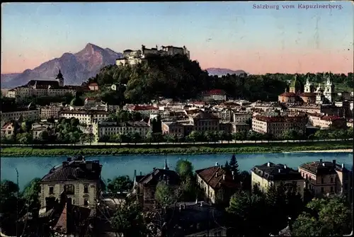Ak Salzburg in Österreich, Ort vom Kapuzinerberg gesehen