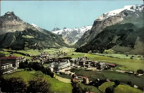 Ak Engelberg Kanton Obwalden Schweiz, Generalansicht, Titlis, Spannörter und Hahnen