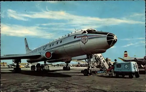 Ak Amsterdam Nordholland Niederlande, Flughafen, Tilly, Passagierflugzeug