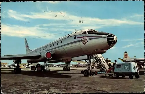 Ak Amsterdam Nordholland Niederlande, Flughafen, Tilly, Passagierflugzeug