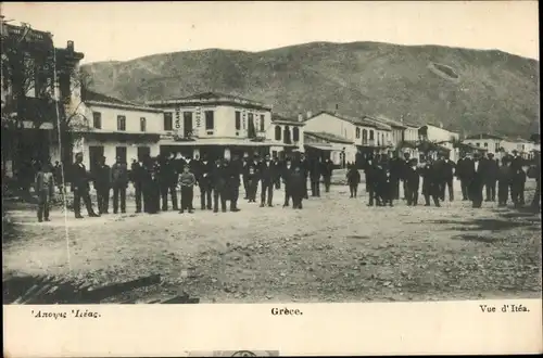 Ak Itea Griechenland, Straßenpartie, Anwohnergruppe, Grand Hotel