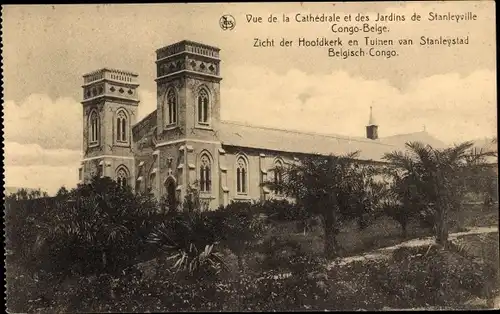 Ak Kisangani Stanleyville DR Kongo Zaire, La Cathedrale et les Jardins