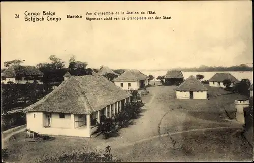 Ganzsachen Ak Basoko DR Kongo Zaire, Station de L'Etat