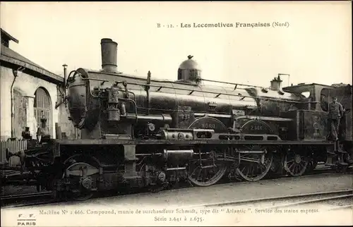 Ak Les Locomotives Francaises, Französische Eisenbahn, Nord, Dampflok, Tender 2.666