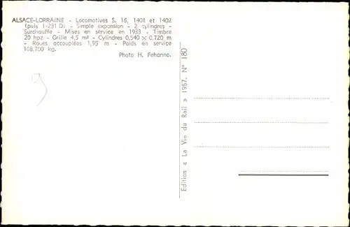 Ak Französische Eisenbahn, Chemin de fer, Locomotive, S 16, 1401 et 1402