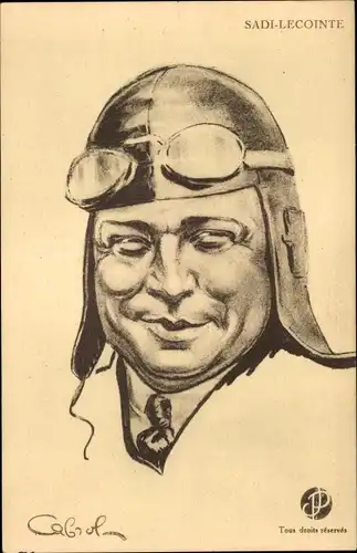 Künstler Ak Cabrol, Flugpionier Joseph Sadi-Lecointe, Portrait