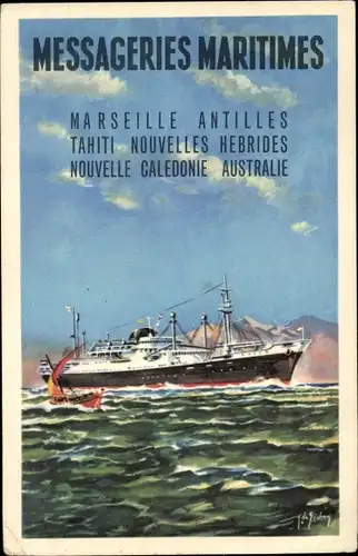Künstler Ak Messageries Maritimes, Dampfer, Reklame