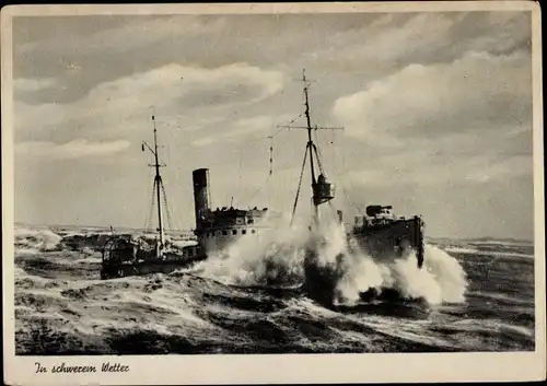 Ak In schwerem Wetter, Deutsches Kriegsschiff, Vorpostenboot